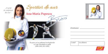 Timbre cu spadasina Ana-Maria Brânză-Popescu şi eroul de la Sevilla, Helmuth Duckadam